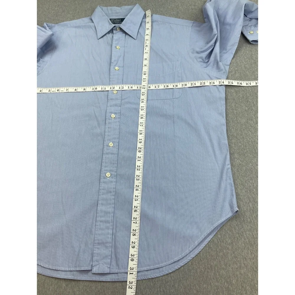 Polo Ralph Lauren Shirt Mens 16.5 - 32/33 Striped 100% Cotton Button Up